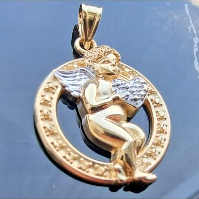 MICHAEL ANTHONY 14K YELLOW GOLD ANGEL CHARM "LET THERE BE PEACE ON AT