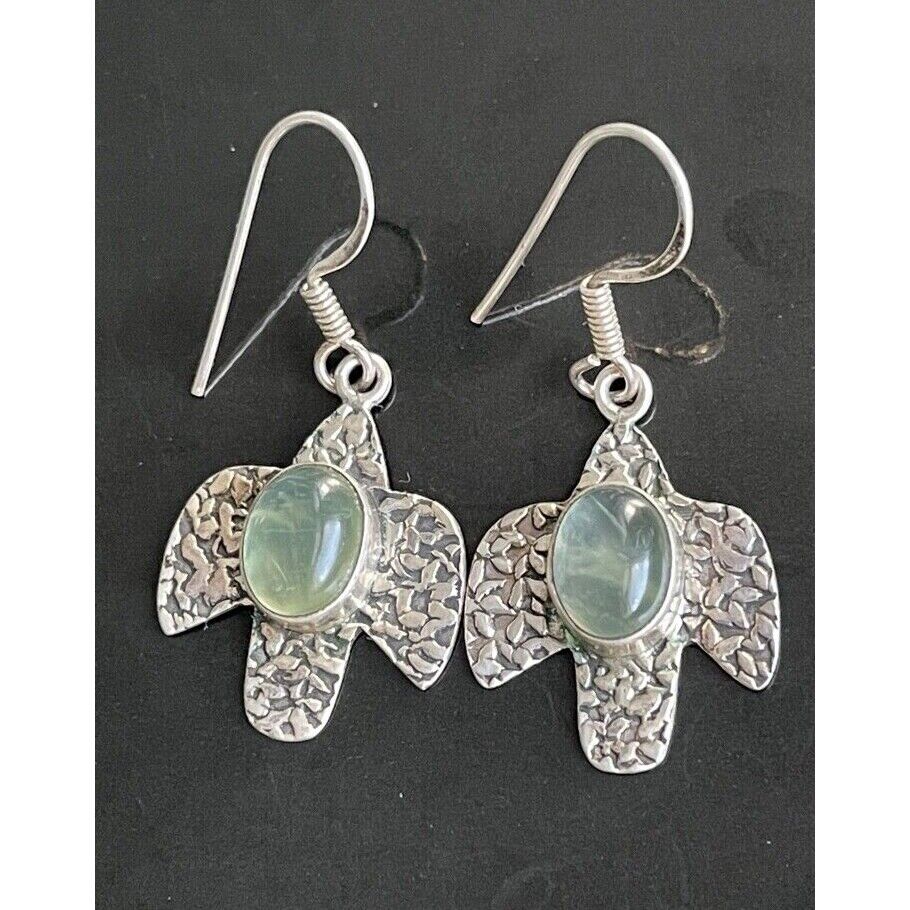 925 STERLING SILVER & GOSHENITE STYLISED BIRDS EARRINGS SKY