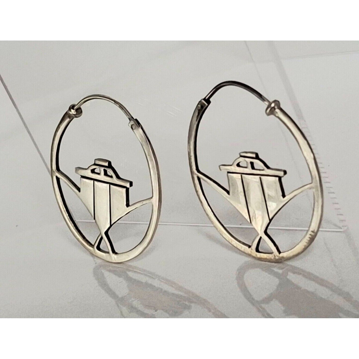 MODERNIST  925 STERLING SILVER HOOP EARRINGS SKY