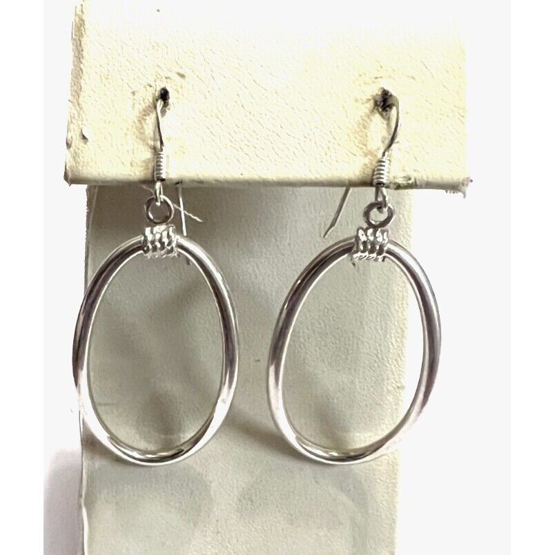 MILOR ITALY 925 STERLING SILVER CARVED OVAL HOOPS EARRINGS SKY