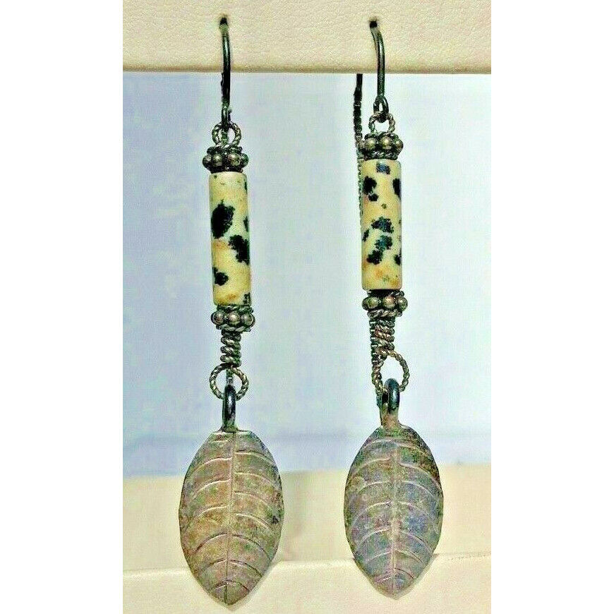 925 STERLING SILVER & LEOPARD CERAMIC DANGLE EARRINGS SKY