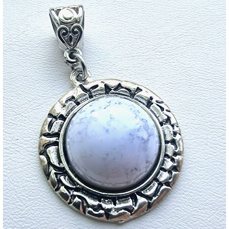 925 STERLING SILVER HOWLITE CABOCHON  PENDANT AT