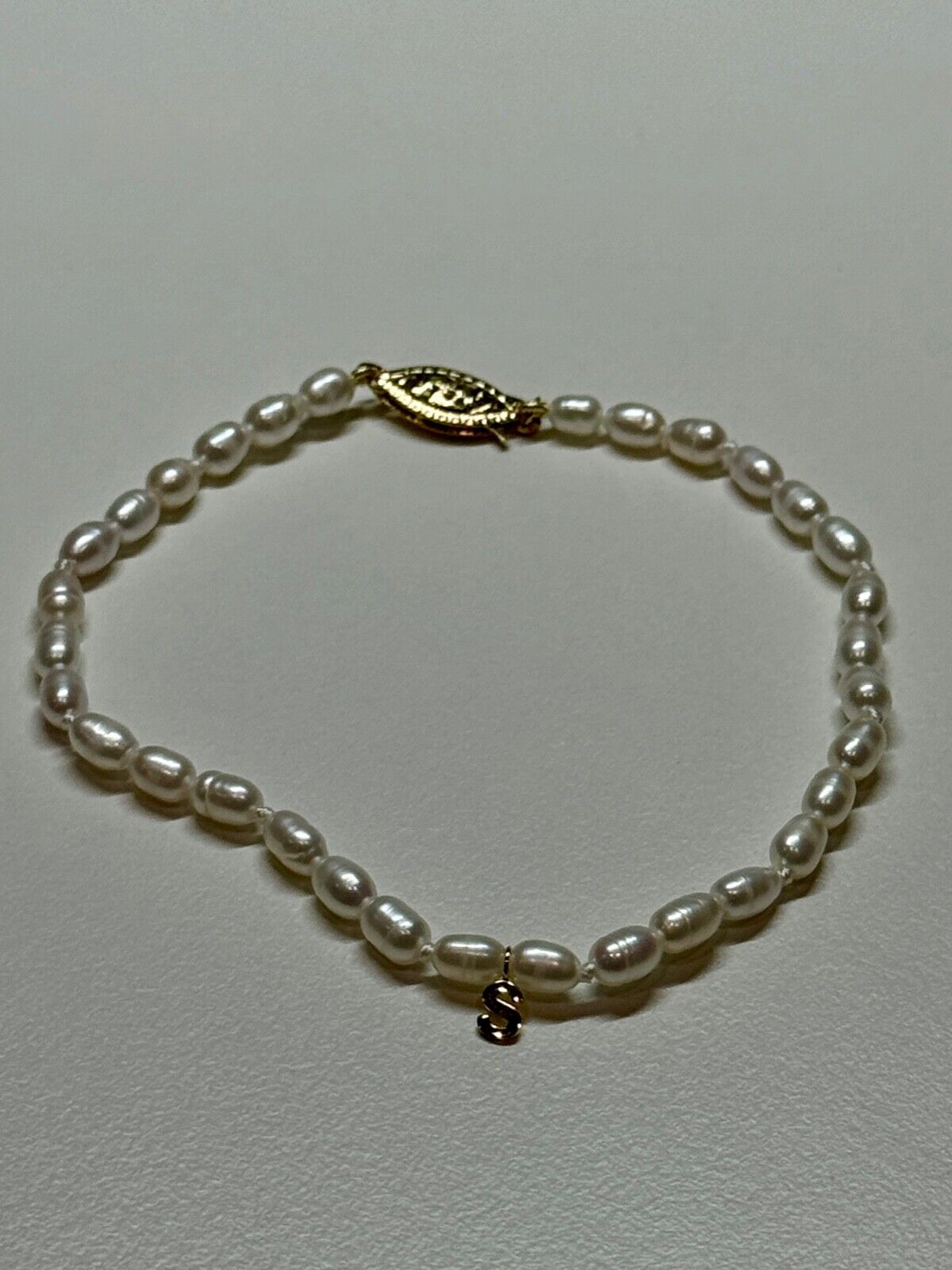 14K YELLOW GOLD BRACELET FRESHWATER PEARLS SIZE 7