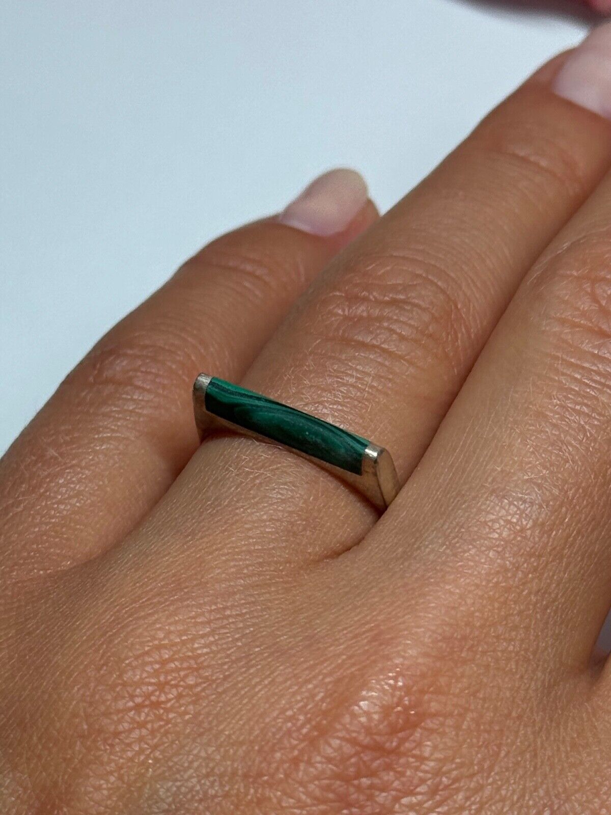 925 STERLING SILVER MALACHITE RING SIZE 7