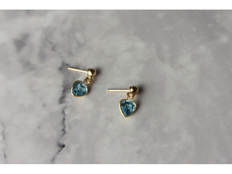 10K YELLOW GOLD BLUE SPINEL EARRINGS