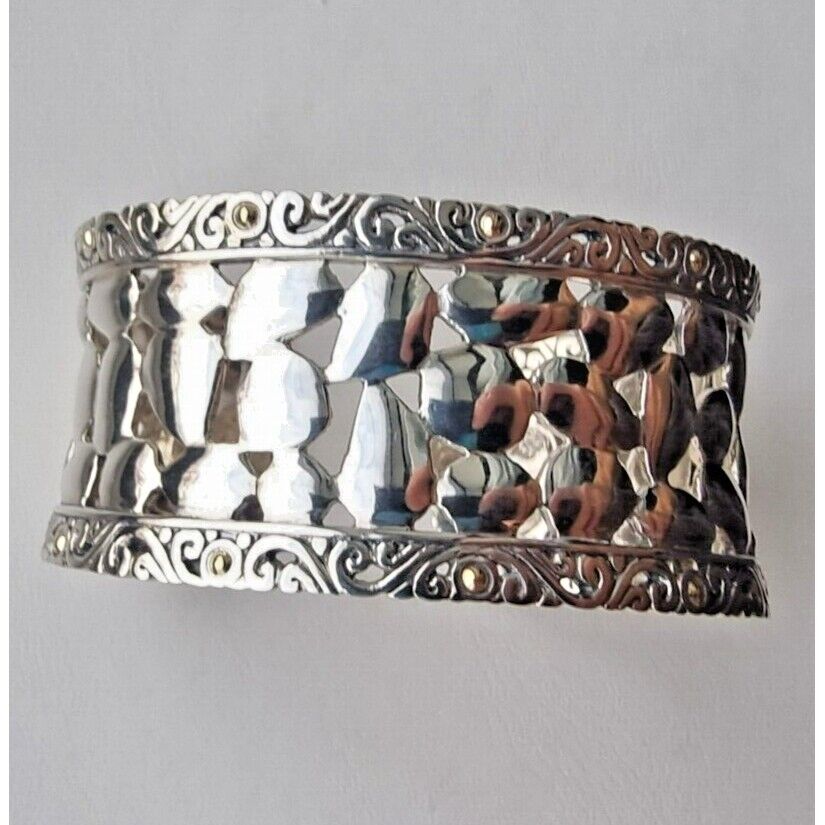 Effy by Balissima Sterling Silver Nugget 18K Gold Accents Cuff Bracelet AT