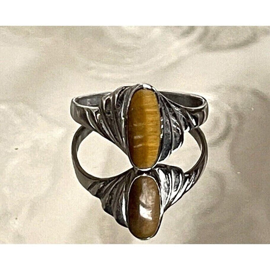 925 STERLING SILVER TIGER'S EYE RING SIZE 7.75 SKY