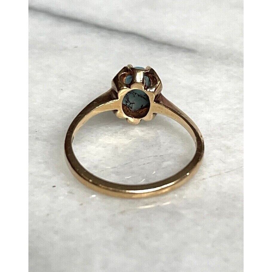 YELLOW GOLD  TURQUOISE RING SIZE 6 SKY