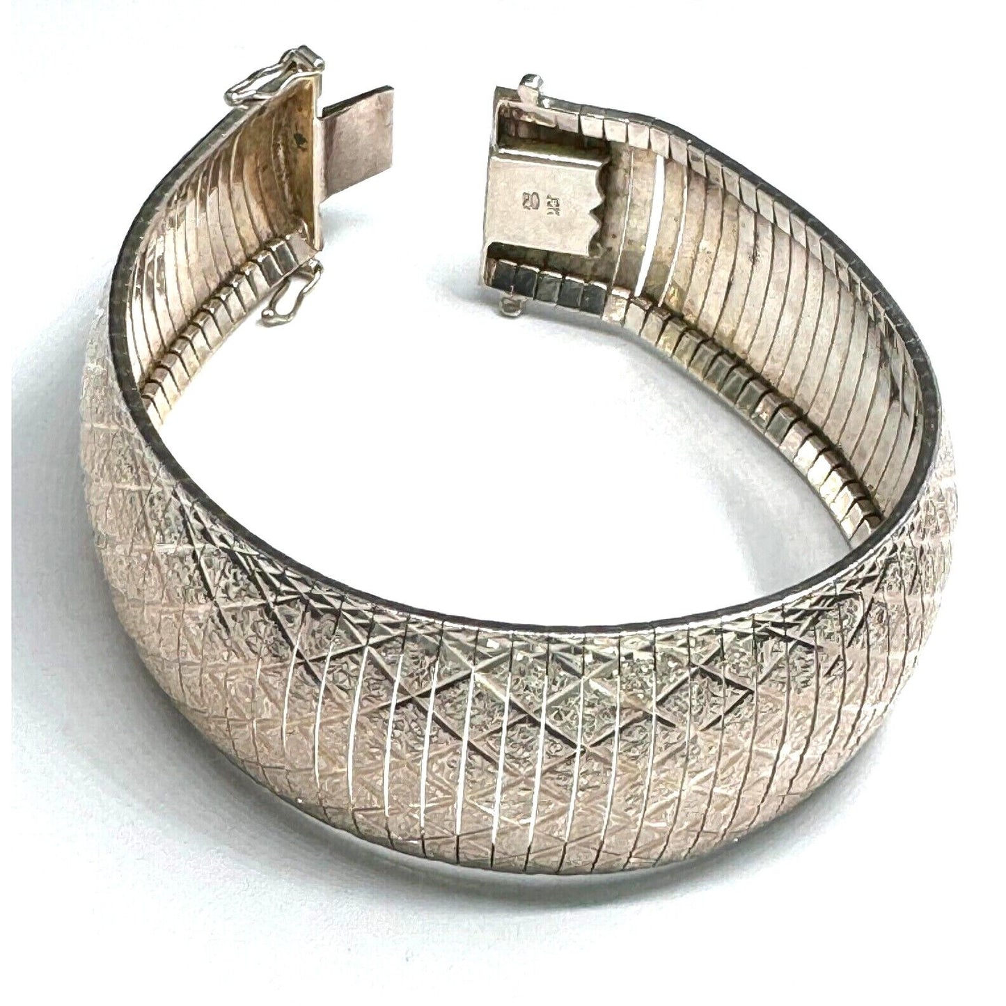 JCM ITALY 925 STERLING SILVER BRIGHT CUT GEOMETRIC DESIGN FLEX BRACELET SKY