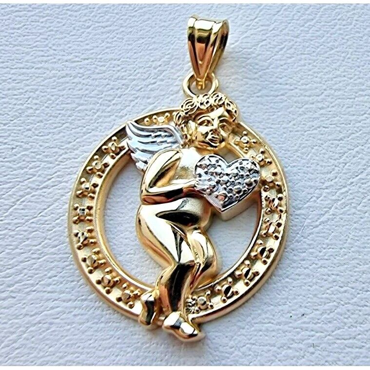 MICHAEL ANTHONY 14K YELLOW GOLD ANGEL CHARM "LET THERE BE PEACE ON AT