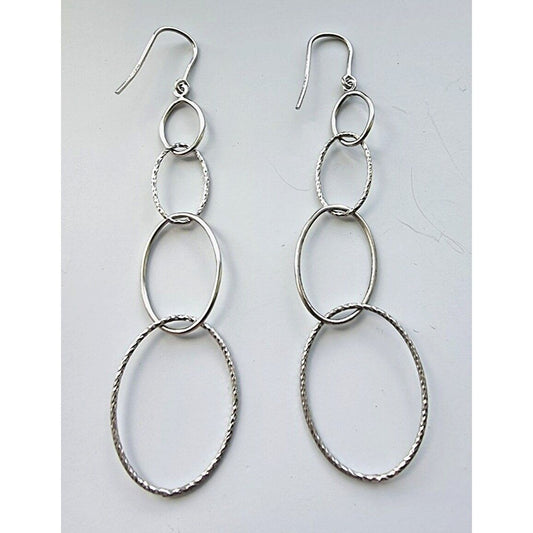 925 STERLING SILVER RINGLET DANGLE EARRINGS FROM ITALY AT