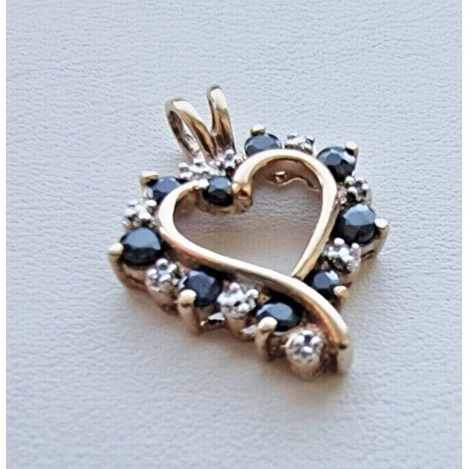 925 STERLING SILVER NATURAL BLACK ONYX VERMEIL HEART PENDANT AT