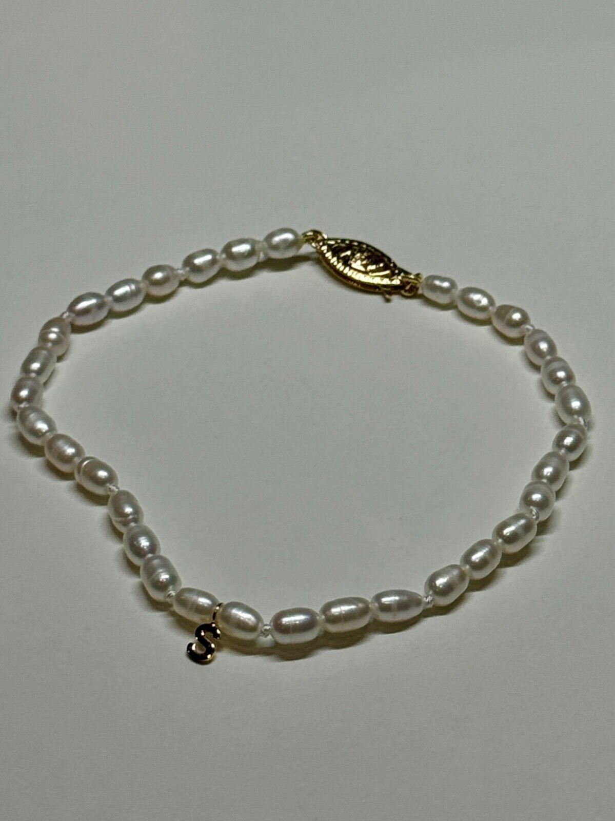 14K YELLOW GOLD BRACELET FRESHWATER PEARLS SIZE 7