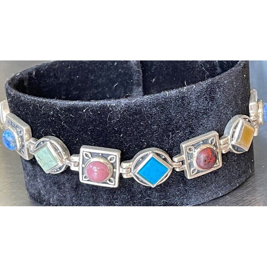 925 STERLING SILVER MULTI GEMSTONE BRACELET SKY