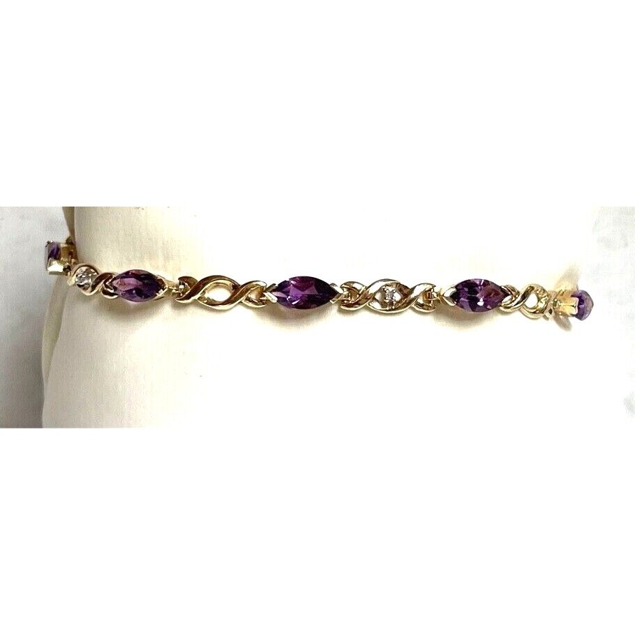 YELLOW GOLD AMETHYST AND DIAMOND TENNIS BRACELET SKY