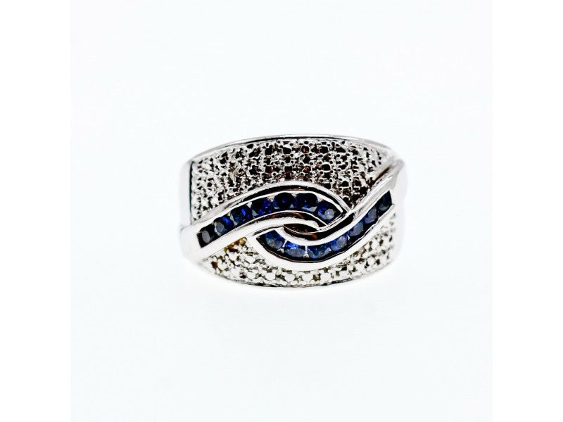 925 Sterling Silver Sapphires Ring Size 11.75