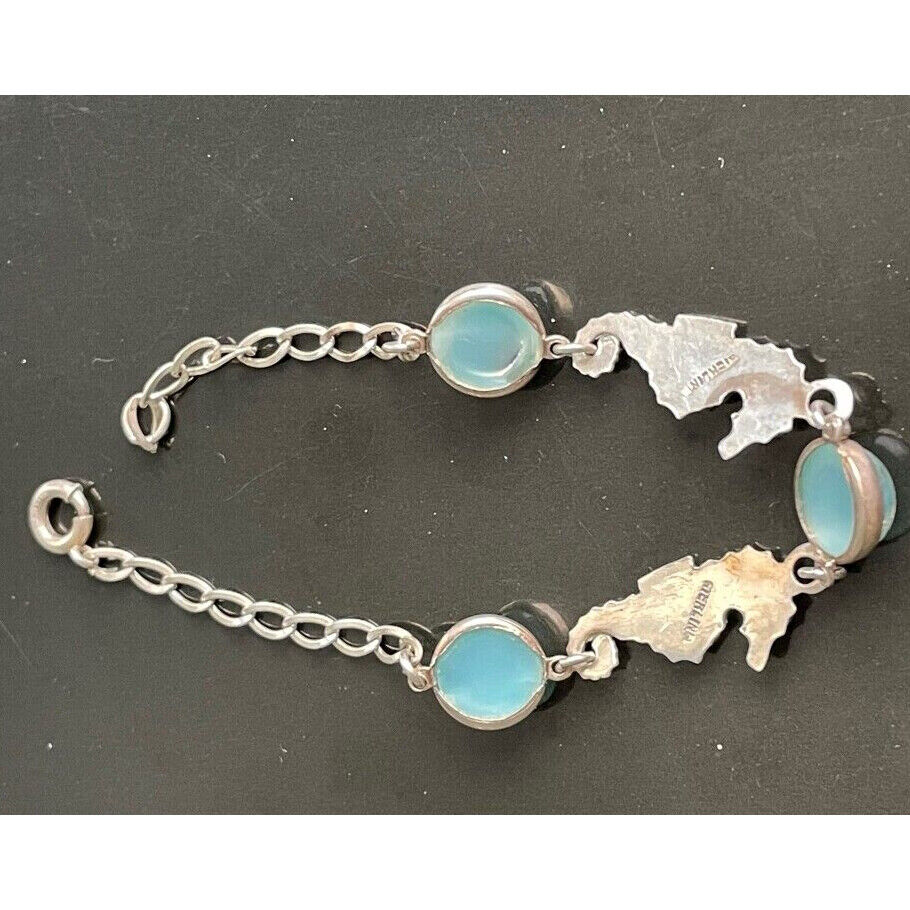 925 STERLING SILVER & CAT'S EYE GEMS BRACELET SKY