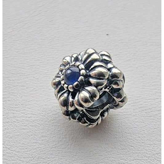 RARE PANDORA STERLING SILVER BIRTHDAY BLOOM SEPTEMBER SAPPHIRE CHARM 790580SA AT