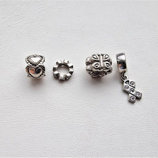 PANDORA AUTHENTIC 925 STERLING SILVER SET OF FOUR 4 CHARMS AT