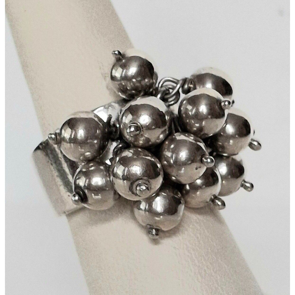 925 STERLING SILVER BALL CHARMS  RING SIZE 6.75 SKY