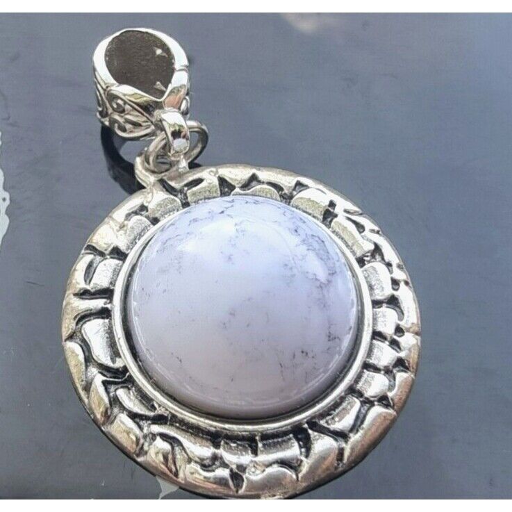 925 STERLING SILVER HOWLITE CABOCHON  PENDANT AT