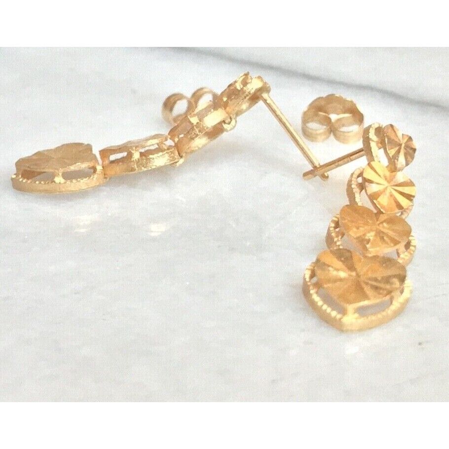 14KT YELLOW GOLD 4 HEARTS EARRINGS SKY