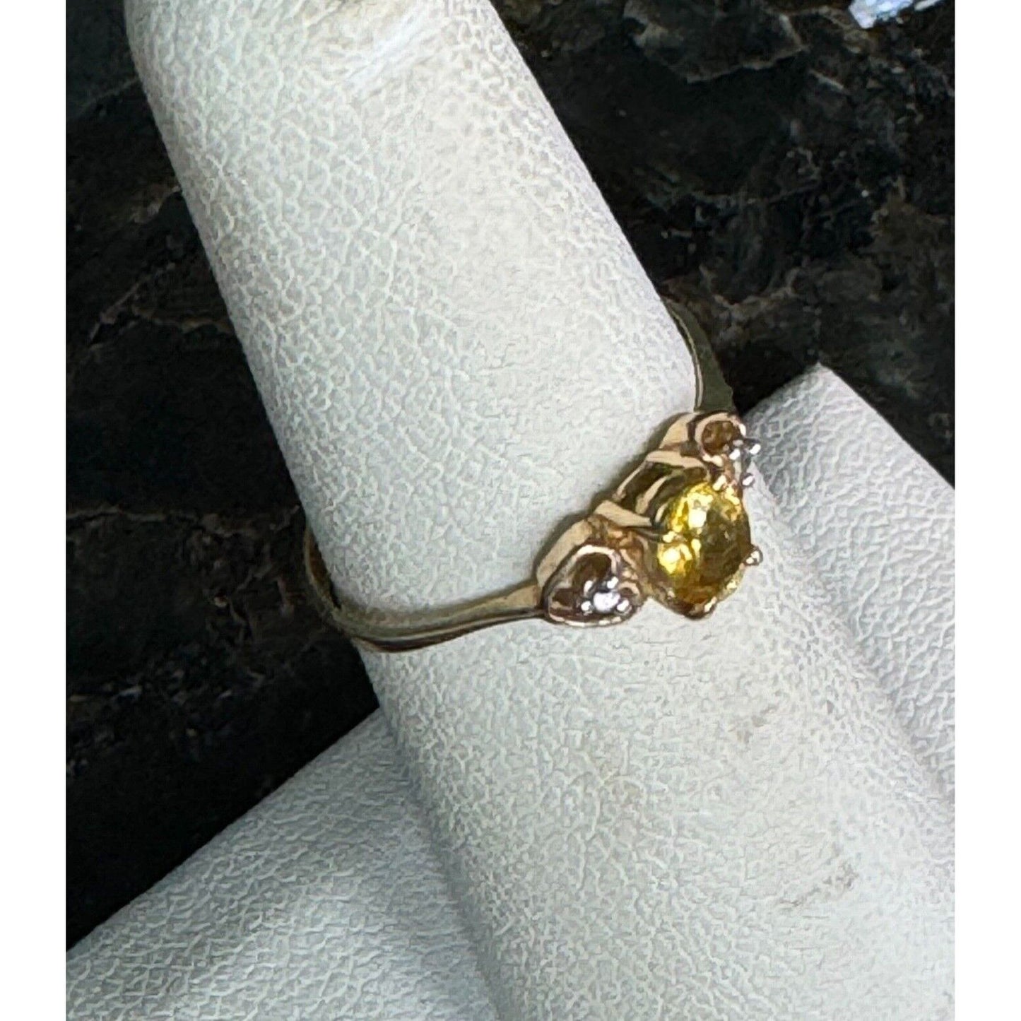 YELLOW GOLD DIAMOND AND YELLOW TOPAZ RING SIZE 6.25 SKY