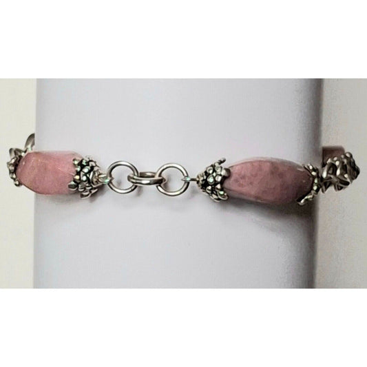 ESPO SIGNATURE  925 STERLING SILVER AND PINK JASPER  BRACELET SKY