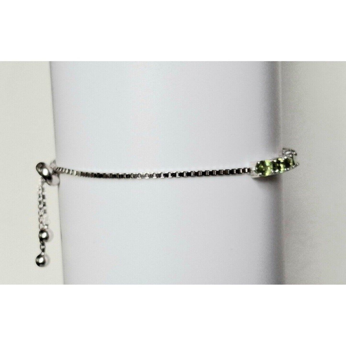 925 STERLING SILVER AND PERIDOT TENNIS  BOLO BRACELET SKY