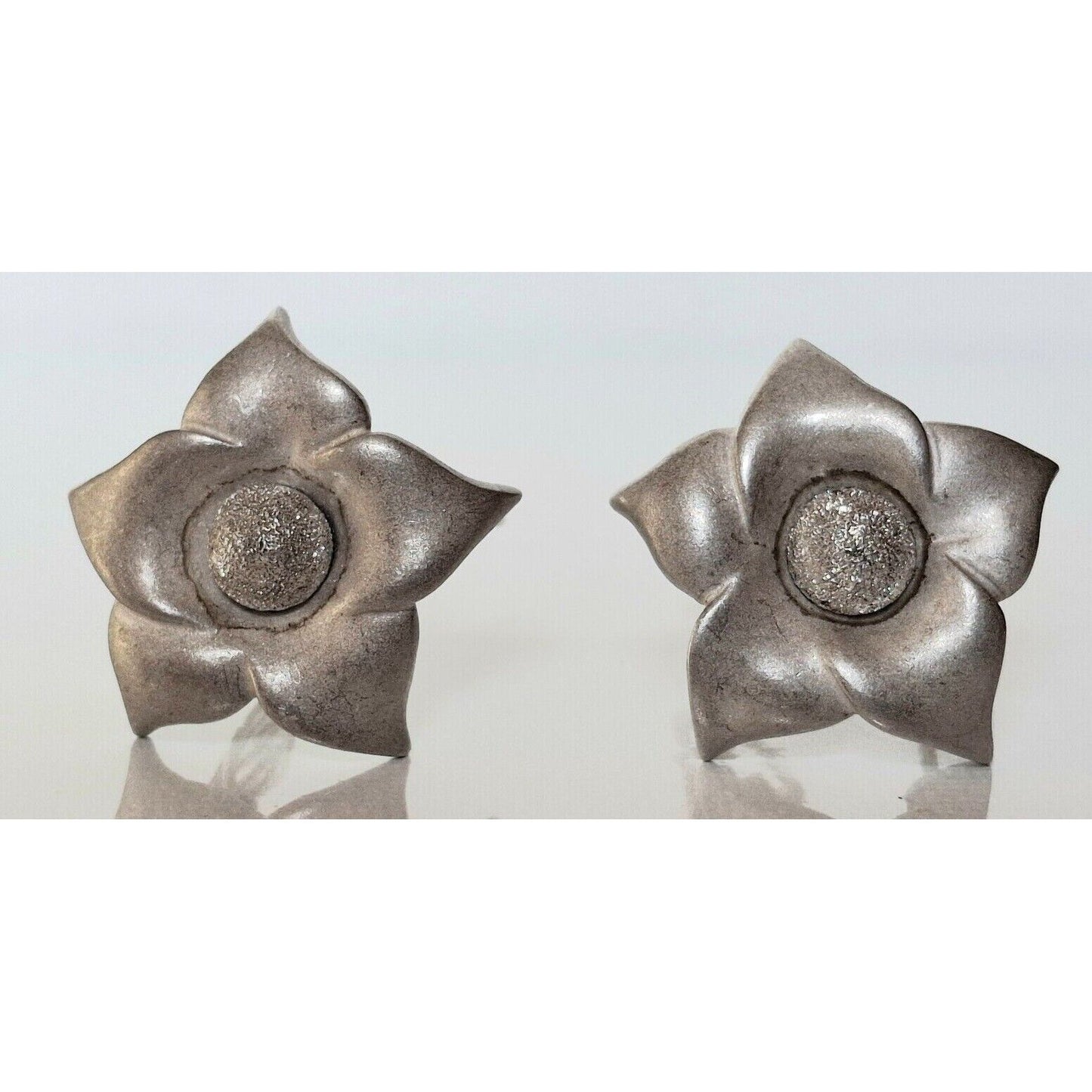 FLLI MENEGATTI  ITALY 925 STERLING SILVER FLOWER DESIGN  EARRINGS SKY