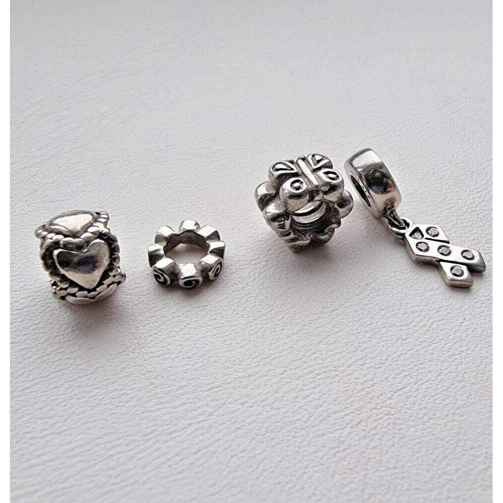 PANDORA AUTHENTIC 925 STERLING SILVER SET OF FOUR 4 CHARMS AT