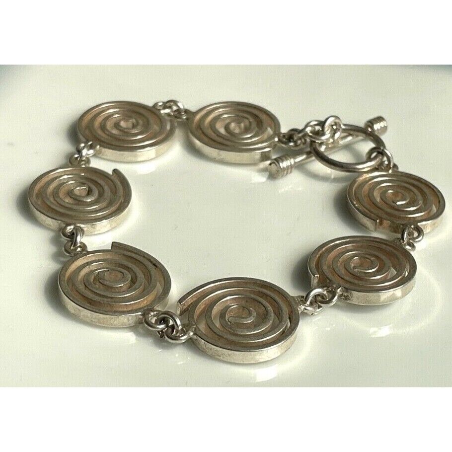 925 STERLING SILVER SPIRAL SNAIL LINKS BRACELET SKY