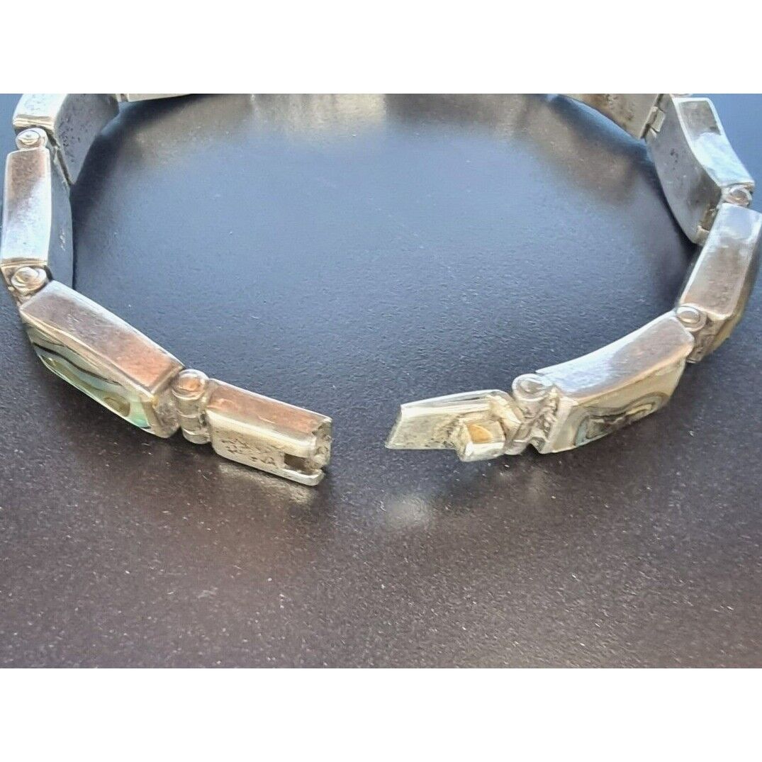 925 STERLING SILVER MOTHER OF PEARL BRACELET 7.75 inch AT