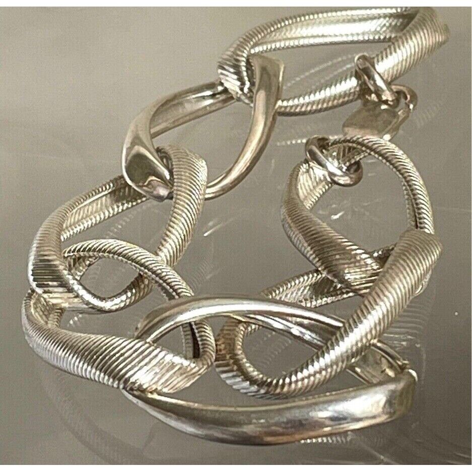 925 STERLING SILVER OVAL TWISTED LINKS BRACELET SKY