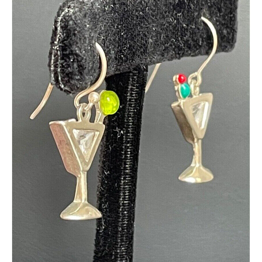 SHUBE'S 925 STERLING SILVER MULTIGEM MARTINI GOBLET EARRINGS SKY