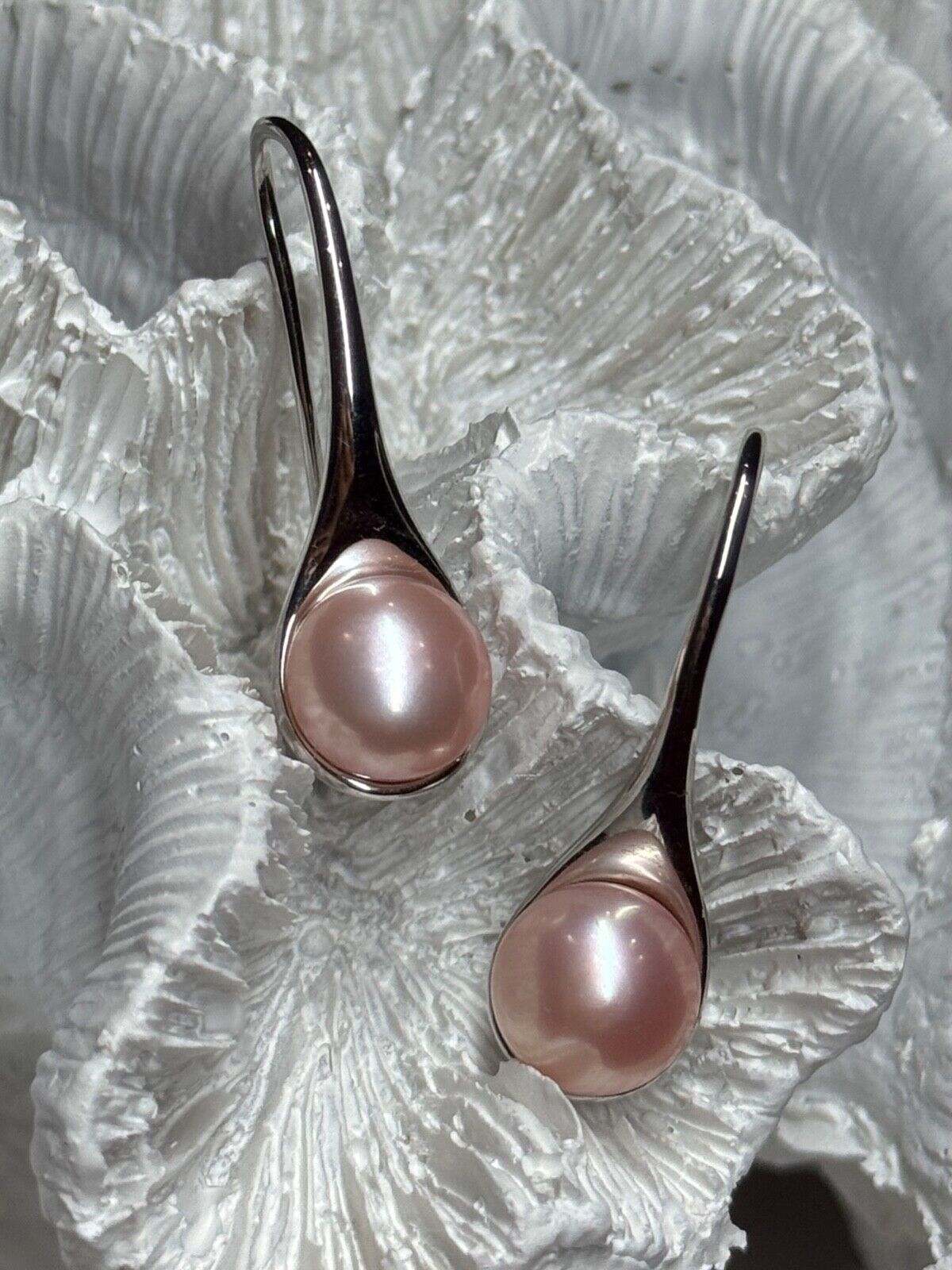 925 STERLING SILVER PEARL EARRINGS LENGTH 1.2 INCH