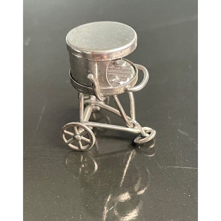 925 STERLING SILVER RICKSHAW CART MECHANICAL  CHARM SKY