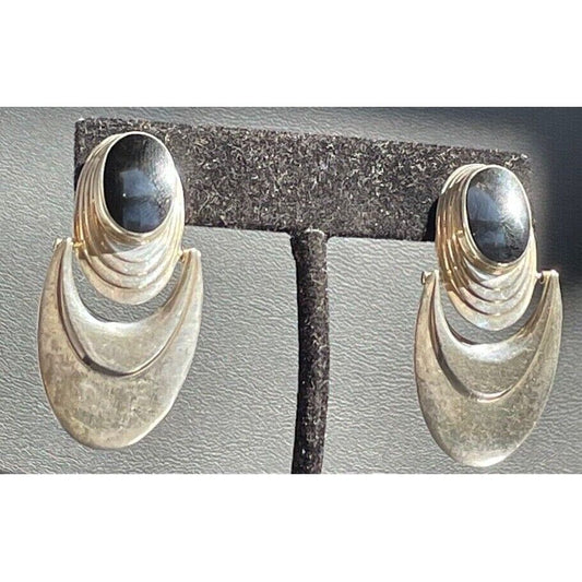 925 STERLING SILVER ONYX DANGLE EARRINGS SKY