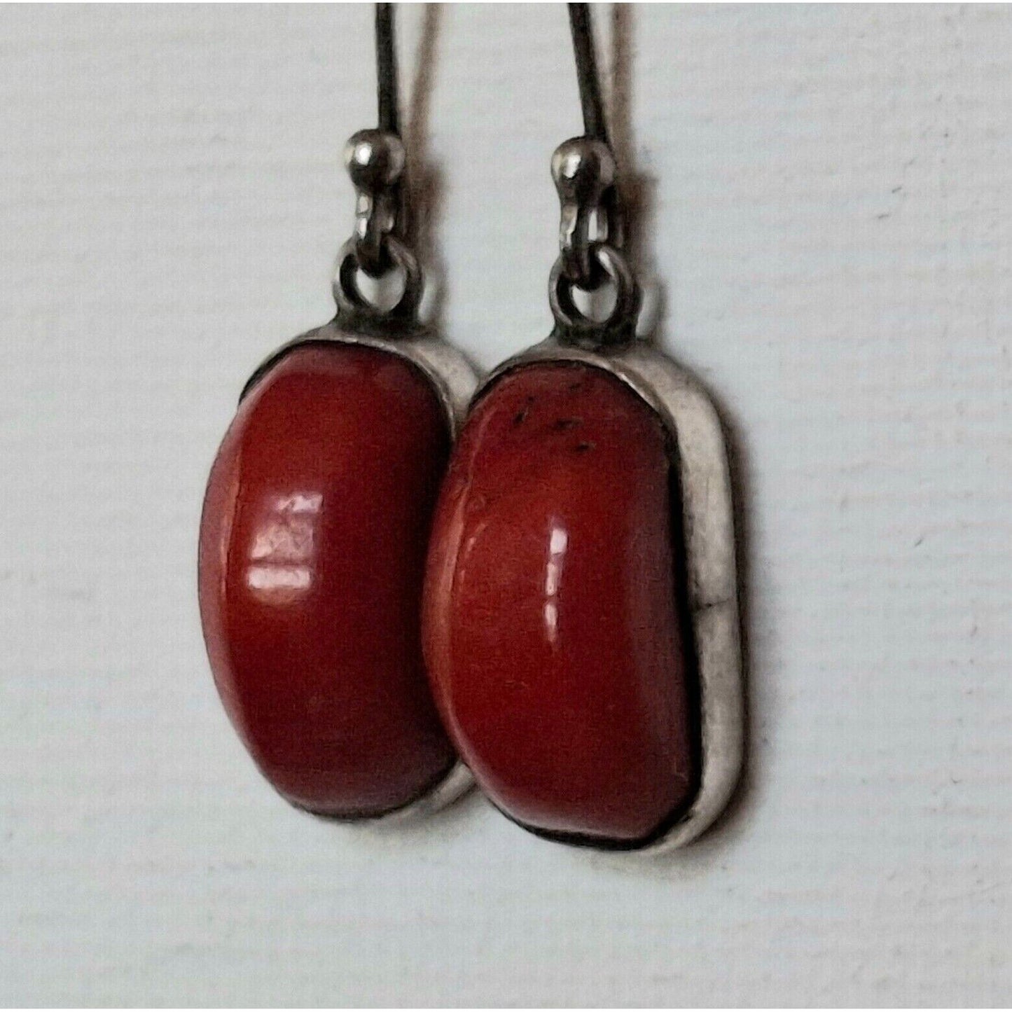 950 STERLING SILVER AND RED CORAL  EARRINGS SKY