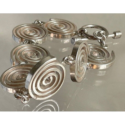 925 STERLING SILVER SPIRAL SNAIL LINKS BRACELET SKY