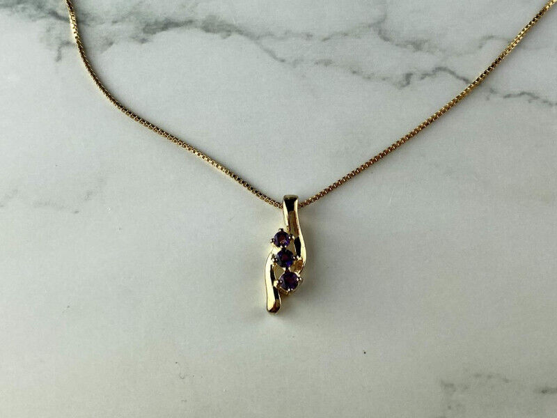 925 STERLING SILVER GOLD PLATED TANZANITE CHAIN WITH PENDANT