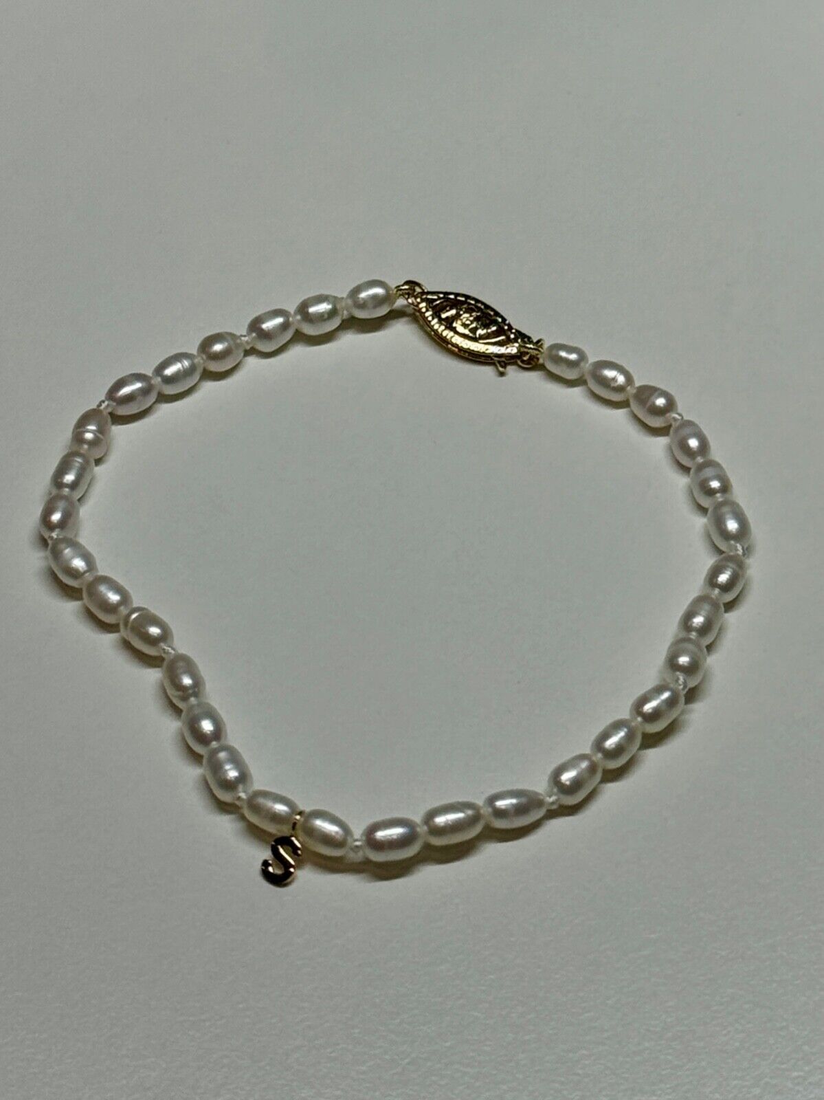 14K YELLOW GOLD BRACELET FRESHWATER PEARLS SIZE 7