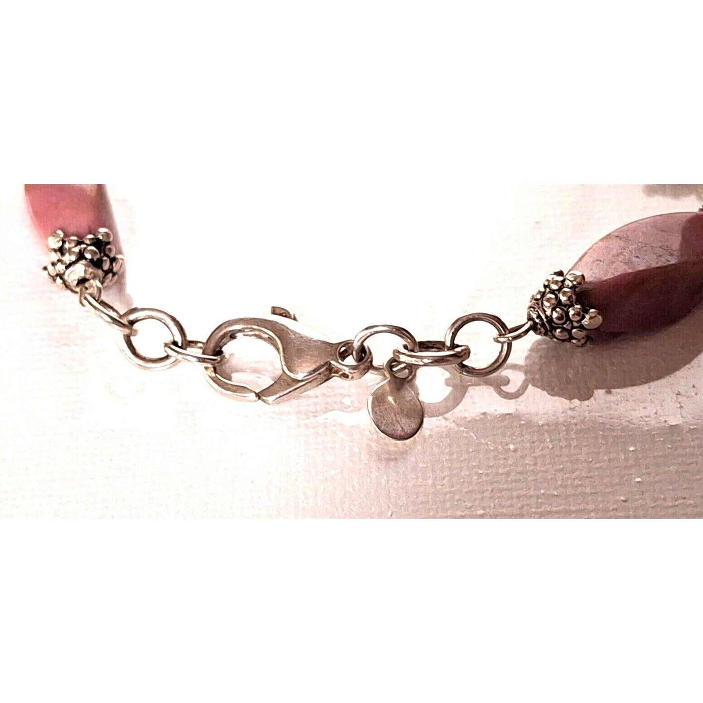 ESPO SIGNATURE  925 STERLING SILVER AND PINK JASPER  BRACELET SKY