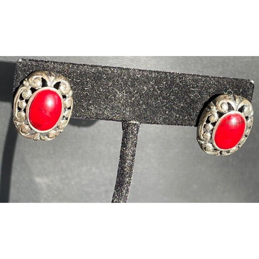 925 STERLING SILVER RED JASPER STUD EARRINGS SKY