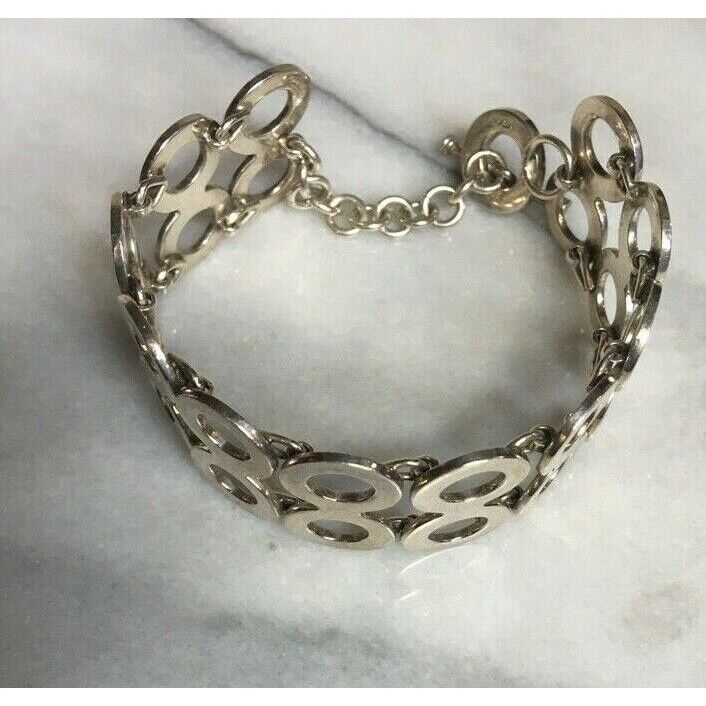 925 STERLING SILVER DOUBLE CHAIN LINK TOGGLE BRACELET SKY