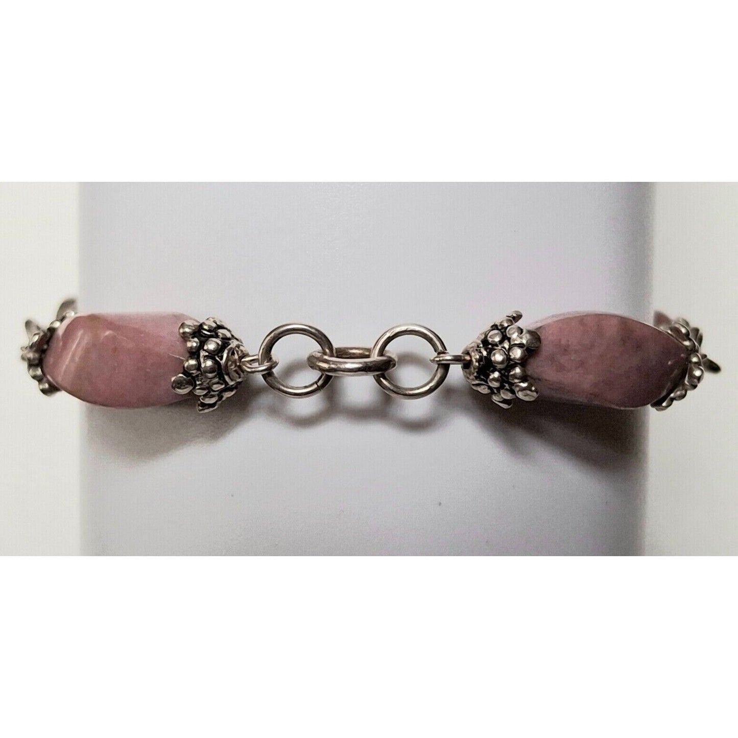 ESPO SIGNATURE  925 STERLING SILVER AND PINK JASPER  BRACELET SKY