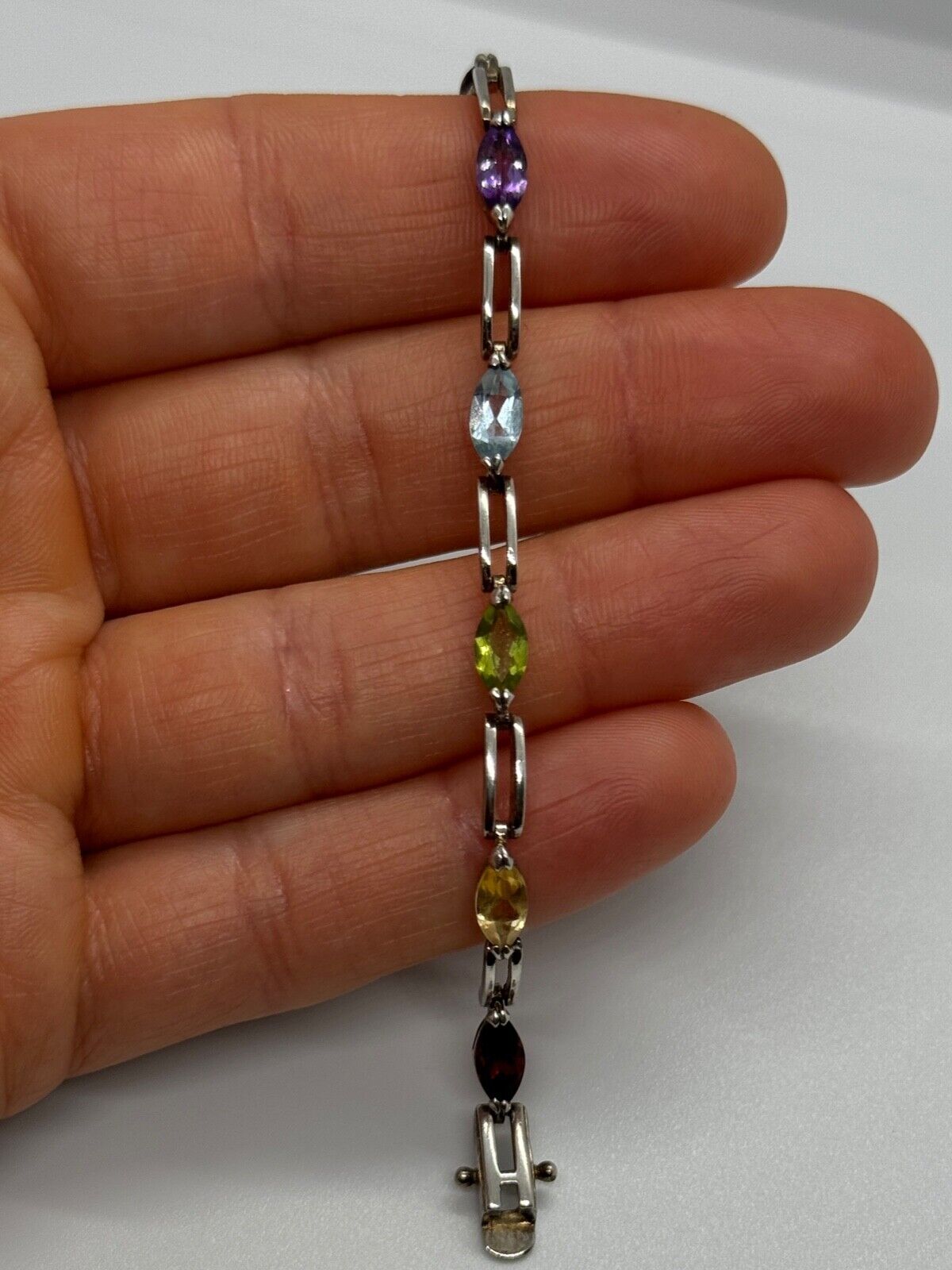 925 STERLING SILVER TOURMALINES BRACELET