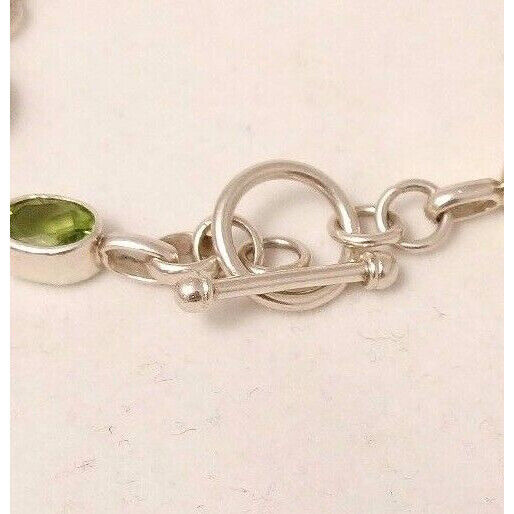 STERLING SILVER & 7 CT CHRYSOPRASE LINK BRACELET SKY