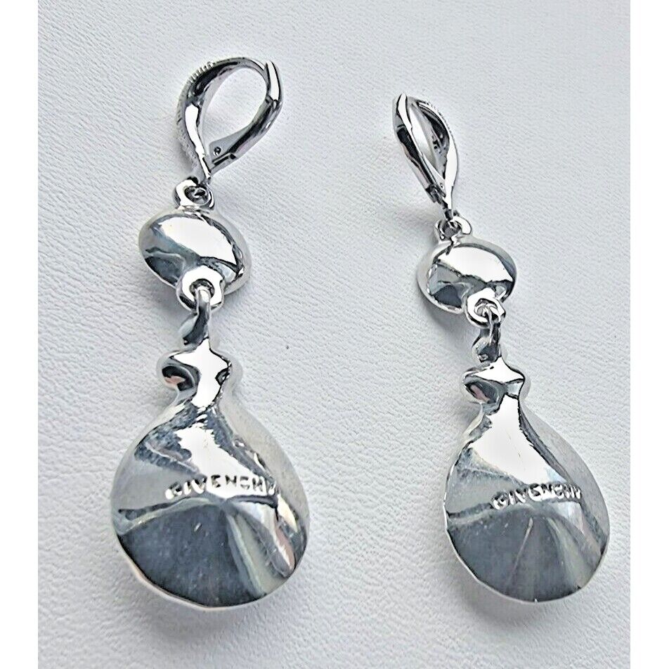 GIVENCHY 925 STERLING SILVER Rainbow  MOONSTONE TEAR DROP EARRINGS AT