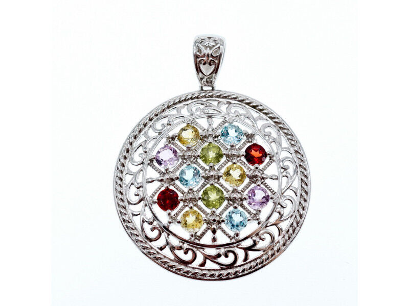 925 STERLING SILVER MULTI GEMSTONES PENDANT